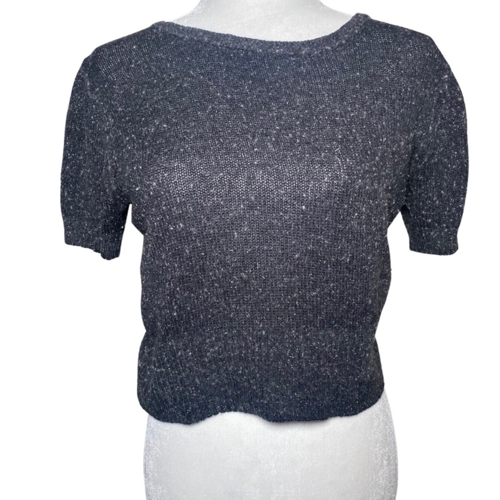 Stefano Basics Crop Top Short Sleeve Sweater Heather Grey sz Medium